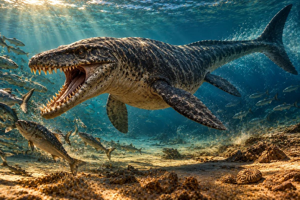 Artist's reconstruction of Thalassotitan, one of the mosasaurs whose fossils come from Morocco's phosphate mines